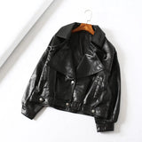 Women Faux Leather Jacket Batwing Sleeve Vintage Biker Coat Short Zipper Motor PU Red Jacket Spring Street Leather