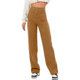 Trousers High Waist Pocket Wide Leg