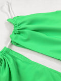 Fashion One Shoulder Green Long Dress Women Hollow Out Bodycon Summer Beach Dresses Side Split Wedding Party Vestidos