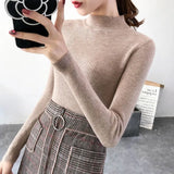 Autumn Winter Women Pullovers Sweater Knitted Korean Elasticity Casual Jumper Fashion Slim Turtleneck Warm Female