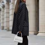 Spot 2025 Spring New Women's Fashion Temperament Polka Dot Lapel Long Sleeve Suit