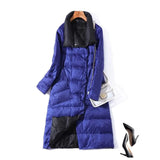 Plus Size Women Double Sided Down Long Jacket White Duck Down Coat Winter Double Breasted Warm Parkas Snow