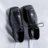 2025 New Youth With Square Head British Wind Thick Bottom Niche Casual Daily Leather Shoes
