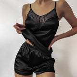 Lace Pijama Dot Print Women's Pajama Sets V-Neck Stretch Satin Sexy Lingerie Sleepwear Pajamas Home Wear Nightwear