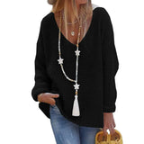 Pullover Sweater V-neck Long-sleeved Knitted
