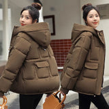 New 2022 Women Short Jacket Winter Thick Hooded Cotton Padded Coats Female Korean Loose Puffer Parkas Ladies