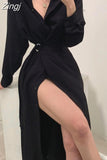 French Korean Style Design Long Shirt Dress Elegant Waist Lace Harajuku Dresses for Women Party Autumn 2023 New