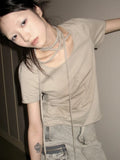 Print Casual Crop Tops Summer Vintage Punk Bamdage Slim T-shirts Y2k Aesthetics Harajuku Grunge Short Sleeve Sexy