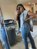 Cut Out Sleeveless Hoodie Sweatshirts Jackets Women Casual Loose Grey Grunge Coats 2022 Summer Harajuku Y2K