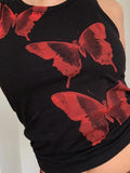 Butterfly Print Crop Tank Top- Outfit
