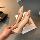 Color Paint Leather Increased By 5 Cm Commuting Shallow Name Temperament Single Shoe Metal Temperament Paint Buckle Women's