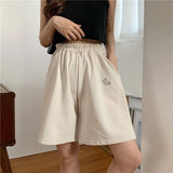 Women Embroidery Elasticity Lovely Girls Korean Style Sweet Students Harajuku Colorful Simple Oversize Trousers