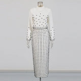 2025 Summer New Nail Design Two-Piece Half-High Collar Short Top High-Waisted Hip Dress Suit