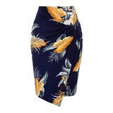 Vintage Sexy Bodycon Womens Skirts 2021 New Knee Length Midi OL Pencil Office Floral Printed High Waist Bandage