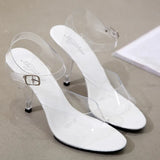 Zingj Cool Sexy Super Heels 10CM High Nightclub Transparent Sandals Slippers Sex Shoes Plus Size Shoes