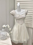 Sweet Lace Formal Prom Dresses Women 2023 Summer Wedding Party Bridesmaid Clothes Korean Style Evening Midi Dress
