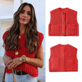 Autumn Street Shirt Fashion Cute Crochet Wool Vest Knitted Thick Knitted Vest Women's