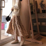 Corduroy High Waist Floral Print Maxi Skirt-Outfit