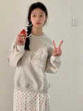 Round Neck Embroidered Bow Pullover SweatshirtOutfit