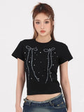 Black Bow Print Tee-Outfit