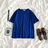 Tee Shirt Solid Color Basic T-Shirt Women Casual O-neck Harajuku Top Korean Hipster Cotton Basic