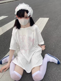 Kawaii Cartoon Print Women T-shirt Loose Casual All Match Tee Shirts Femme Summer Grunge Japanese Tshirts Y2k