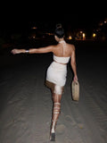 Hanging Neck Smeared Chest Split Beach Set Tuxedo Skirt 2025 New Summer Resort
