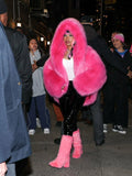 Neon Faux Fur Hooded Coat- Outfit