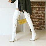 Stiletto Boots Patent Leather Women Boots Autumn Winter Super High Heel Over The Knee Boots Zipper Thigh Boots Woman