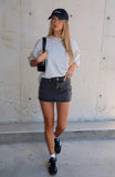 TUME Slim Elastic Denim Skirt-Outfit