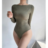 Zingj Trendy Women's Wear Small Sexual Sensation Big Bare Back Tight Bottomed Top Design Spicy Girl Style Long-Sleeved