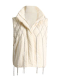 Zingj 2024 Niche Loose Vest Diamond Chain Trim Clip Cotton Sleeveless