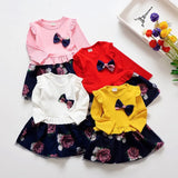 to 6 Yrs Spring Autumn Toddler Girl Dress Long Sleeve Toddler Dress Floral Bow Kids Dresses for Girls Fashion Girls