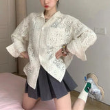 Zingj Hollow Out Shirt Coat Female Spring And Summer Korean Design Sense Small Sunscreen Shirt Loose Casual Long Sleeve