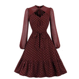 Solid Green Flare Vintage Dresses Women Fashion Slim Mini Sundress Elegant Chic Puff Sleeve Swing Bohemian Dresses