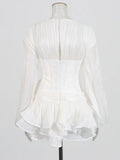Small Fragrant Fish Bone To Collect Waist Thin Chiffon Short Dress 2025 New Flower Lotus Leaf Side Design Short Dress