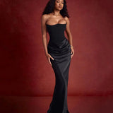 Satin Corset Maxi Dress-Outfit