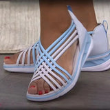 Summer Large-Size Slope Heel Sandals Women's Hollowed-Out And Breathable Movement Preparation Fish Mouth Shoes Roman Women's
