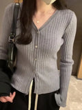 Button Long-Sleeved Sweater Autumn And Winter Korean Style Slim Cardigan Women's New Bottomed
