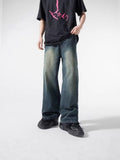 Industry Embroidered Jeans Men's Spring And Summer Trend Hop Hop Trousers Hip-Hop Loose Broad-Legged