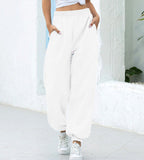 Elastic-waist High Wide-leg Cropped Loose Large