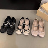 Heightened Pink Ballet Shoes Women's Shoes 2024 New French Spring And Autumn Mary Jane Gentle Evening