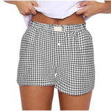 Summer New Ladies Leisurely Comfortable High-Waisted Broad-Legged Retro Lattice