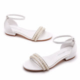 Cm Square With A Mouth With Sandals Ivory White Silk Satin Bridal White Pearl Pearl Sandals