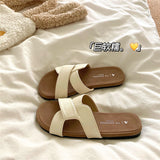 Soft Base Without Tired Feet Cross Word Drag Summer New Fairy Style With Skirt Flat Beach