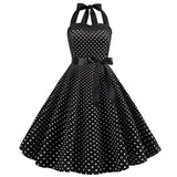 Women Polka Dot Print Summer Dress Sexy Retro White Halter Vintage Dress 2022 Robe Femme Pin Up Rockabilly Party
