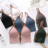 Tube Top Front Zipper Crop Tops Bra Women Camis Sexy Triangle Cup Navel Backless Underwear