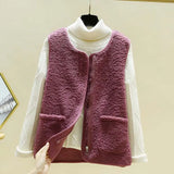 Fleece Vest Women Winter Waistcoat Women Thermal Vest Female Sleeveless Jacket Women Zipper Loose Waistcoat Ladies