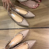 New Spring And Summer Rivet Flat Shoes Shallow Patent Leather Willow Soft Soles Shoes Flat Shoes Women Sharp Single