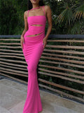 Sexy Women Hollow Out Long Dress Sleeveless Low-cut Spaghetti Strap Backless Party Dress Clubwear Female Vestido